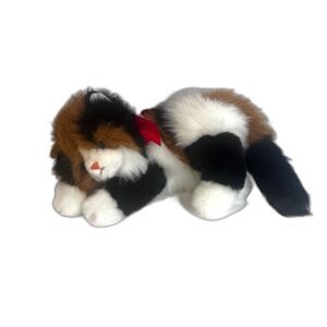 Ty Cat Maggie the Calico Cat 1995 Classic Line Plush Stuffed Animal Red Bow